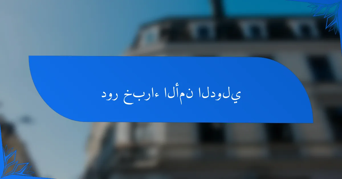 دور خبراء الأمن الدولي
