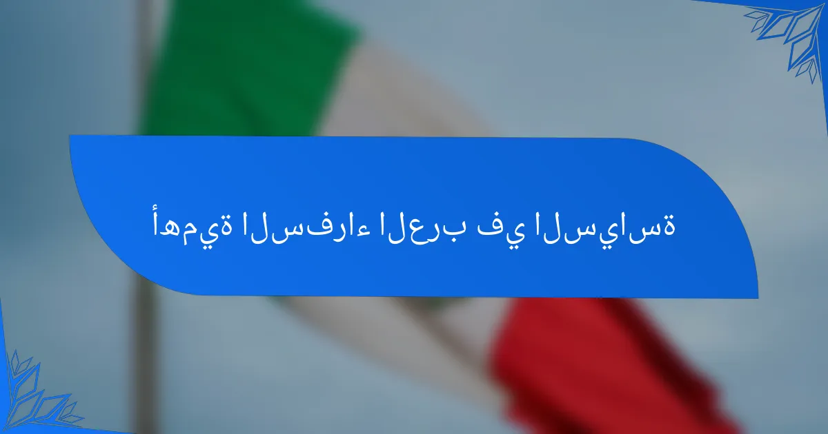 أهمية السفراء العرب في السياسة
