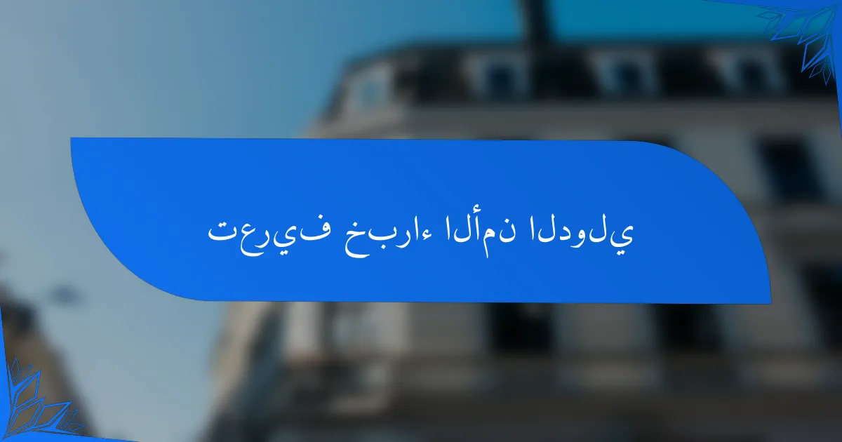 تعريف خبراء الأمن الدولي