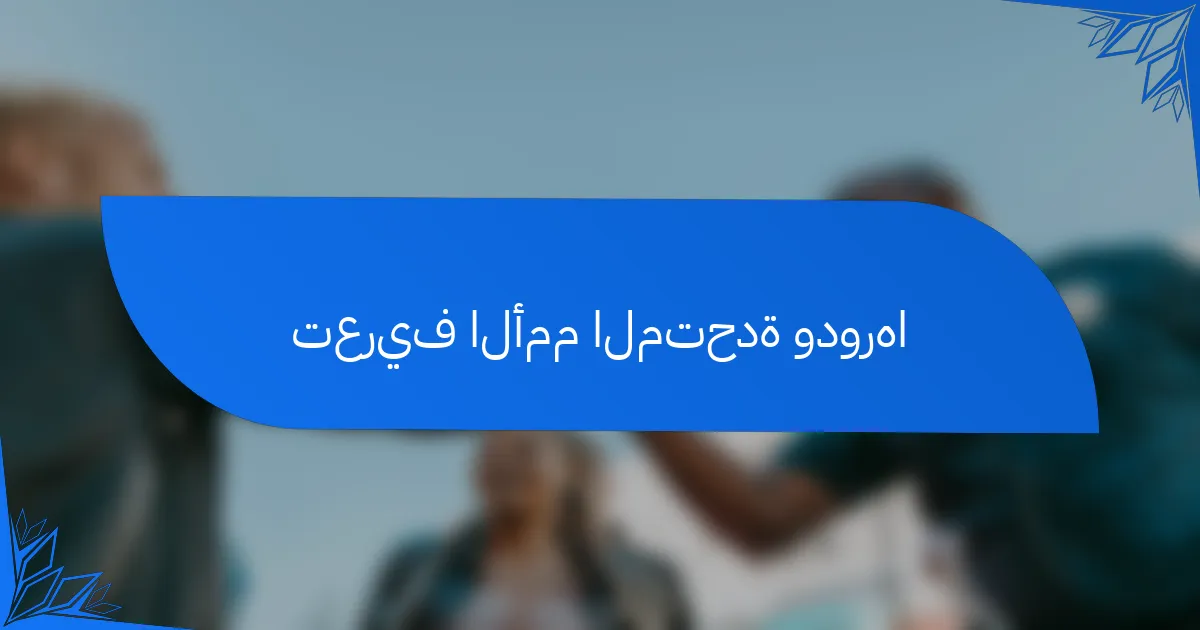 تعريف الأمم المتحدة ودورها